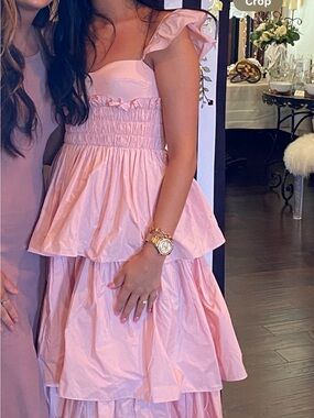 ANTONIO MELANI Blush Pink Maxi Tiered Dress